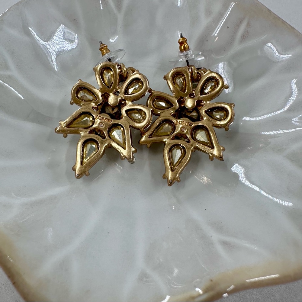 J Crew Brass Plated Clear Rhinestone Drop Earrings - Picture 2 of 6